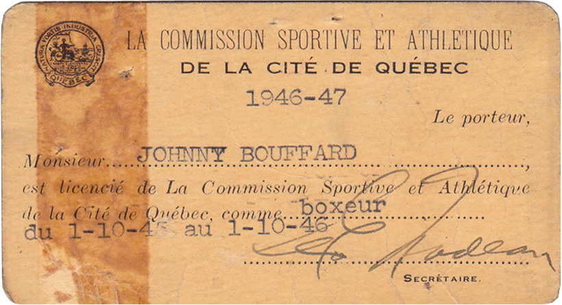 Licence de la Commission Sportive et Athlétique de la Cité de Québec de 1946 à 1947