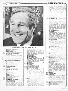 Johnny Bouffard dans l'horaire de TV Hebdo pour l'émission L'envers des hommes