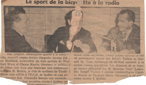 Johnny Bouffard article de journal de l'entrevue de la station de radio de Thetford Mines