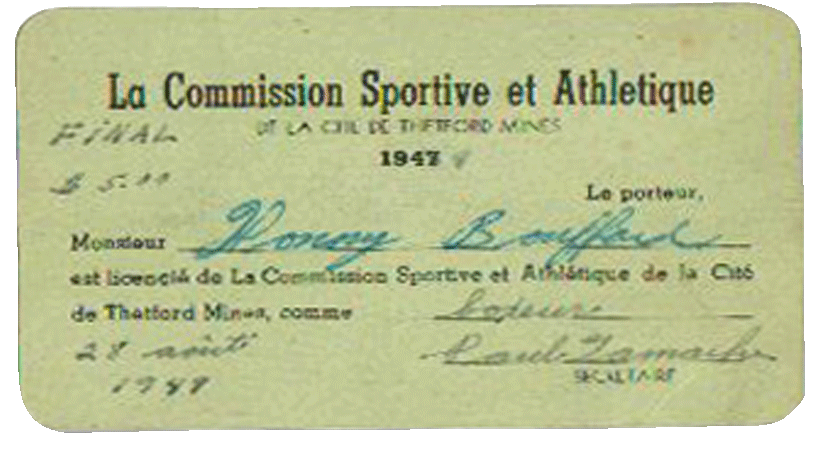 Carte de licence de la Commission Sportive Athlétique de Québec