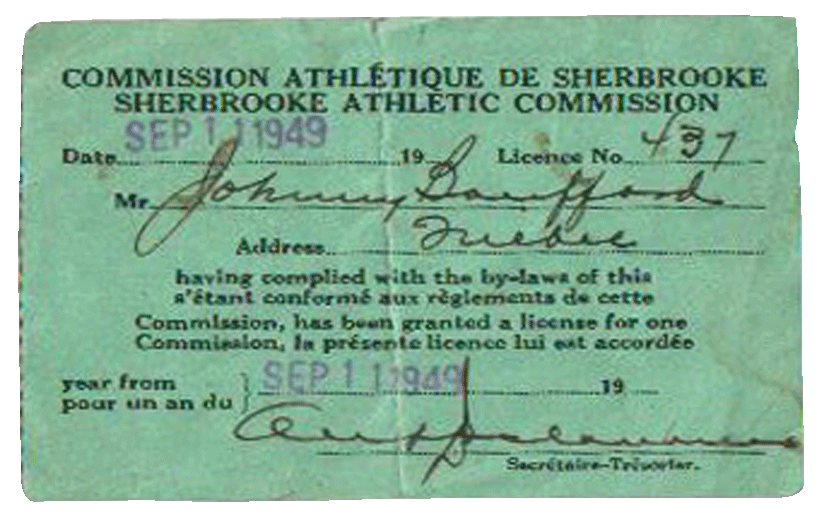 Carte de licence de la Commission Athlétique de Sherbrooke