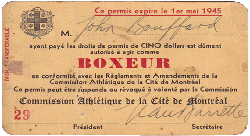 Carte de licence de la Commission Sportive Athlétique de Montréal